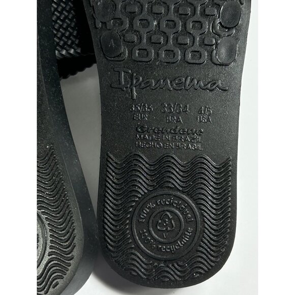 IPANEMA Dual Strap Slide Sandals Sz 5 Black Textured Recyclable Rubber Beachwear - Picture 7 of 7